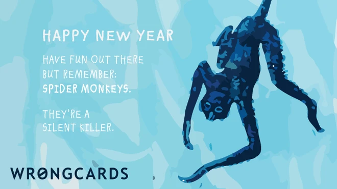 silent killer Happy New Year. Have fun out there but remember: spider monkeys. They're a silent killer.
